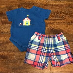 Baby Boy 0-3M Onesie and Shorts Outfit